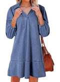 AMAIA™ – V Neck Puff Sleeve Babydoll Dress