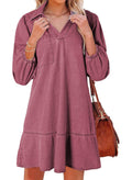 AMAIA™ – V Neck Puff Sleeve Babydoll Dress