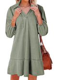 AMAIA™ – V Neck Puff Sleeve Babydoll Dress