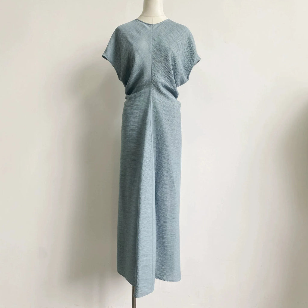 Nordic TOT Dress Design Sense Blend Rayon Mid-Length A-Line Short Sleeve Midi Dress Gown Casual Summer Fashion Dress