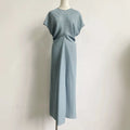 Nordic TOT Dress Design Sense Blend Rayon Mid-Length A-Line Short Sleeve Midi Dress Gown Casual Summer Fashion Dress