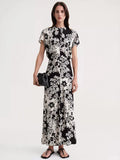 Nordic TOT Dress Design Sense Blend Rayon Mid-Length A-Line Short Sleeve Midi Dress Gown Casual Summer Fashion Dress
