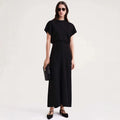 Nordic TOT Dress Design Sense Blend Rayon Mid-Length A-Line Short Sleeve Midi Dress Gown Casual Summer Fashion Dress