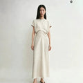 Nordic TOT Dress Design Sense Blend Rayon Mid-Length A-Line Short Sleeve Midi Dress Gown Casual Summer Fashion Dress